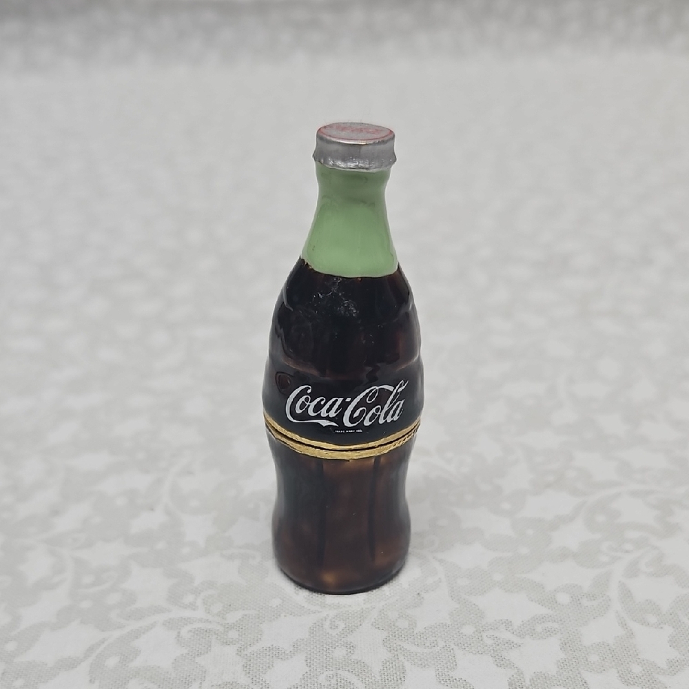Small Porcelain Coca-Cola Bottle Hinged Trinket Box Holder MBI